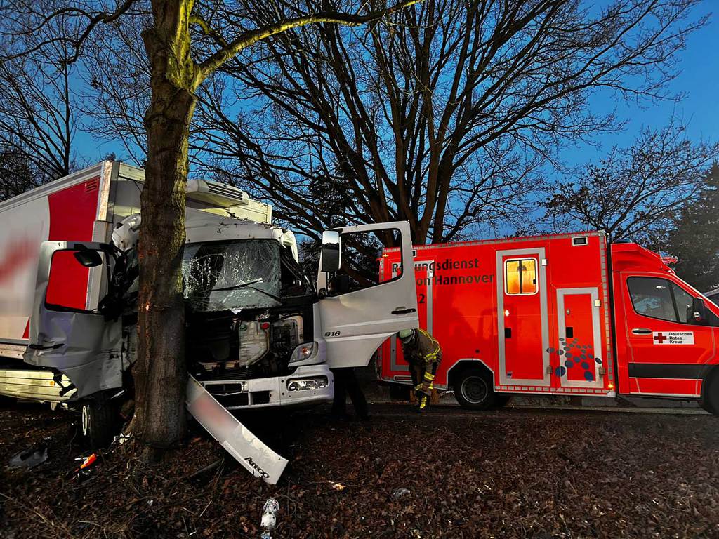 Einsatz der Feuerwehr Eilvese: LKW gegen Baum, 14.03.2025, Bild 1